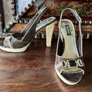 WHBM Brown Snakeskin Heels